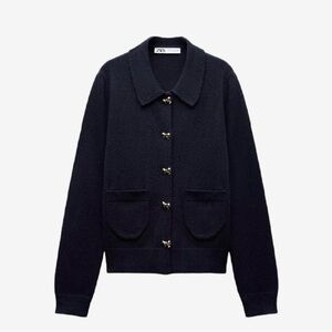 Zara Women's Blue Bow Sweater